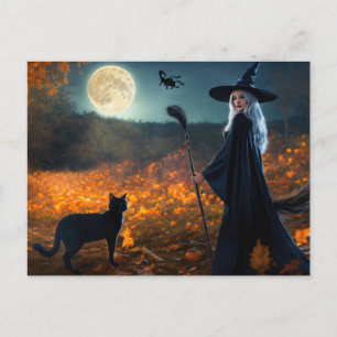 Harvest Moon Haunt: Realistische Halloween-Szene" Postkarte