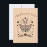 Harvest Moon Moth Happy Birthday Karte<br><div class="desc">Die Geburtstagskarte des Moon Happy mit illustriertem Moth mit Farnen,  Kräuter und Mondphasen.</div>