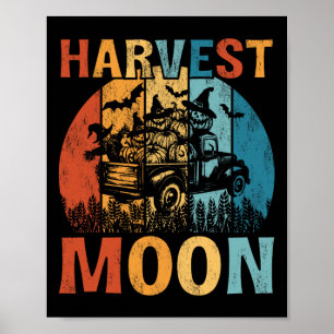 Harvest Moon Vintag Truck Halloween Pumpkins Poster