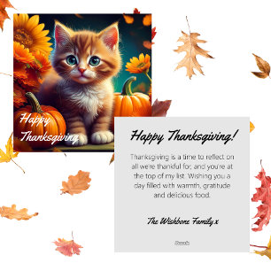 Harvest Orange Cat Pumpkin Herbst Erntedank Feiertagskarte