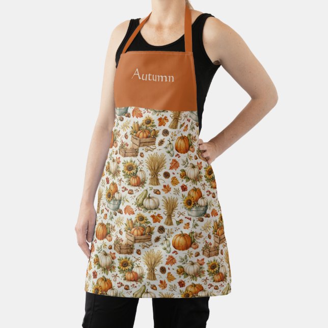 Harvest Orange Pumpkins Garden Thanksgiving Name Schürze (InSitu)