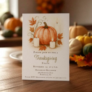Harvest Pumpkin Erntedank Dinner   Weiß Einladung
