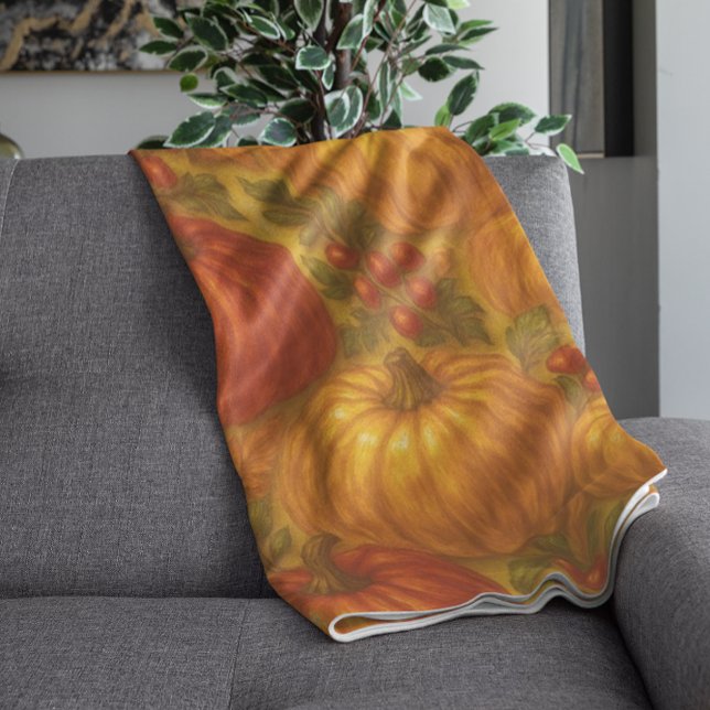 Harvest Pumpkin Pattern - Herbst Erntedank Fleecedecke (Von Creator hochgeladen)