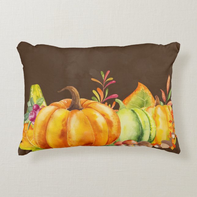 Harvest Pumpkins, Blätter und Folien Dekokissen (Vorderseite)