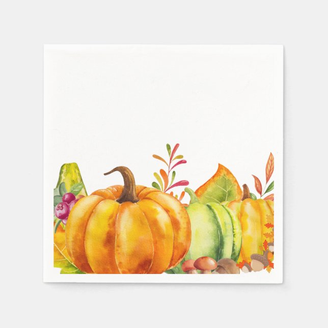 Harvest Pumpkins, Blätter und Folien Serviette (Vorderseite)