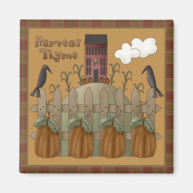 "Harvest Thyme" Autumn Square Magnet (Vorne)