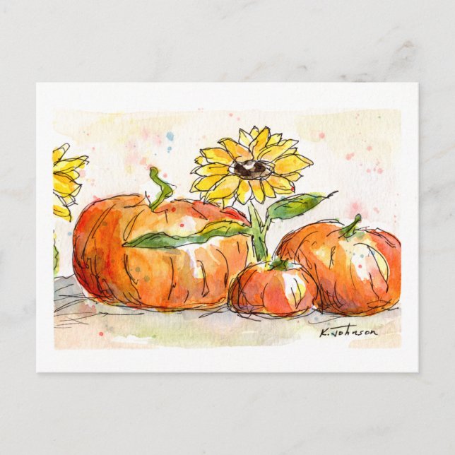 Harvest Time Watercolor Postkarte (Vorderseite)