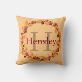 Harvest Wreath Custom Monogram Kissen