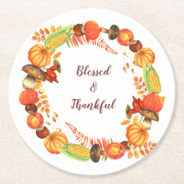 Harvest Wreath Gesegneter Erntedank Runder Pappuntersetzer