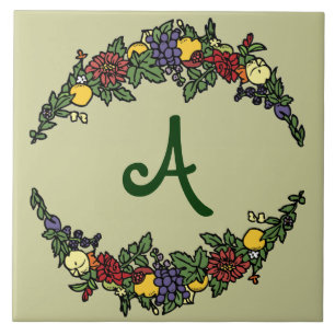 Harvest Wreath Monogram Tile Fliese
