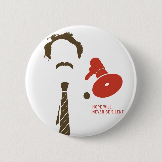 Harvey Milk Button mit Bullhorn (Vorderseite)