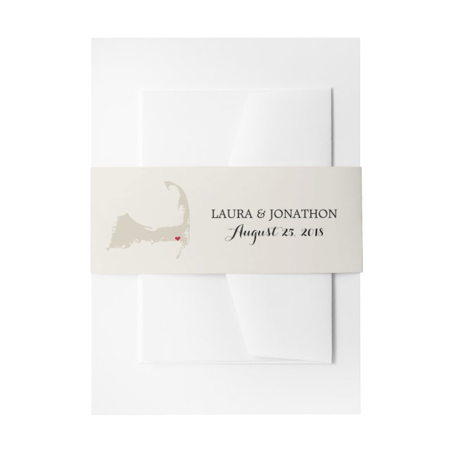 Harwich Cape Cod Map mit Herz | Hochzeit Einladungsbanderole (Vorderseite Beispiel)