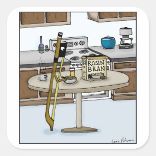 Harz-Kleie-Schnur-Instrument-Bogen-Cartoon Quadratischer Aufkleber