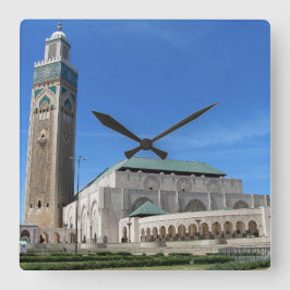 Hasan-II-Moschee in Casablanca, Marokko Quadratische Wanduhr