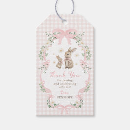 Häschen-Baby-Mädchen-Party Dankeschön mit rosa Sch Geschenkanhänger