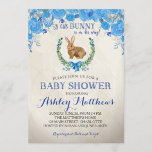 Häschen BABY SHOWER Junge Wunderschöne Florale Ein Einladung