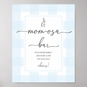 Häschen Blau Gingham Baby Shower Mom-osa Bar Schil Poster