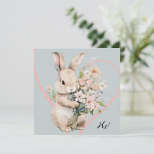 Häschen & Blumenstrauß  Einladung