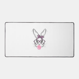 Häschen Gesicht Leopard Brille Bubble Gum Ostertag Schreibtischunterlage