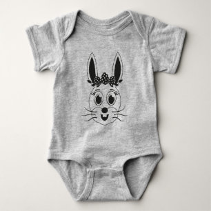 Häschen-Gesicht Mädchen-32885 Baby Strampler