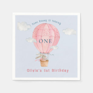 Häschen im Heißluftballon Pastellfarben Geburtstag Serviette