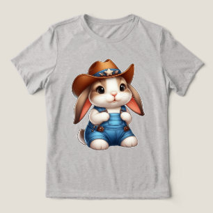 Häschen in Cowboy-Outfit mit Hut und Overall Tri-Blend Shirt