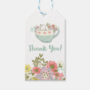 Häschen in einem Teacup danken Ihnen Geschenkanhänger