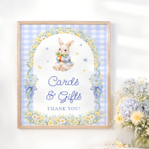 Häschen-Junge-Baby-Shower-Karten und Geschenke Poster