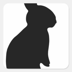 Häschen-Kaninchen-Silhouette Quadratischer Aufkleber