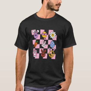 Häschen Küken Karotten Ostern Ei Frieden Lächeln T-Shirt