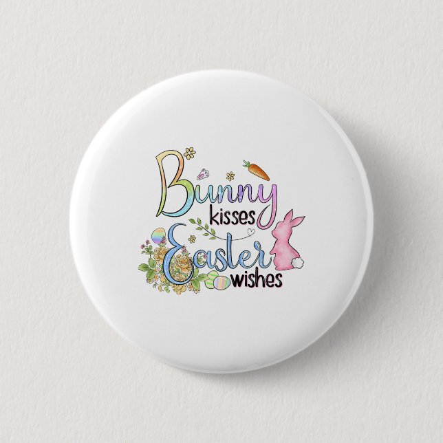Häschen Küsse Osterwünsche Tee-Geschenk  Button (Vorderseite)