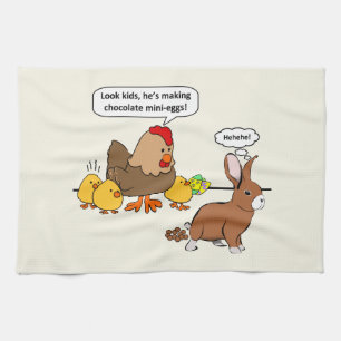 Häschen lässt Schokolade lustigen Cartoon kacken Geschirrtuch