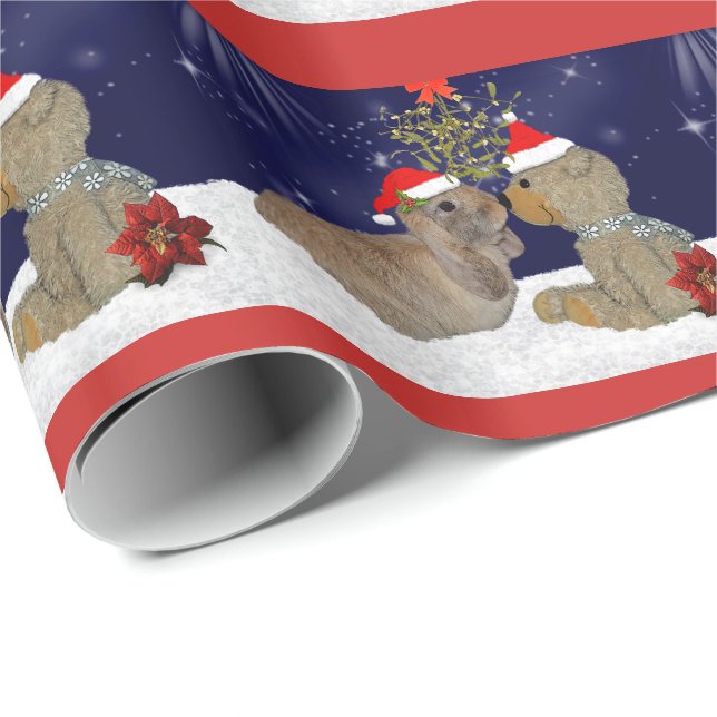 Häschen-Liebe am Weihnachtsverpackungs-Papier Geschenkpapier (Rolleneckpunkt)