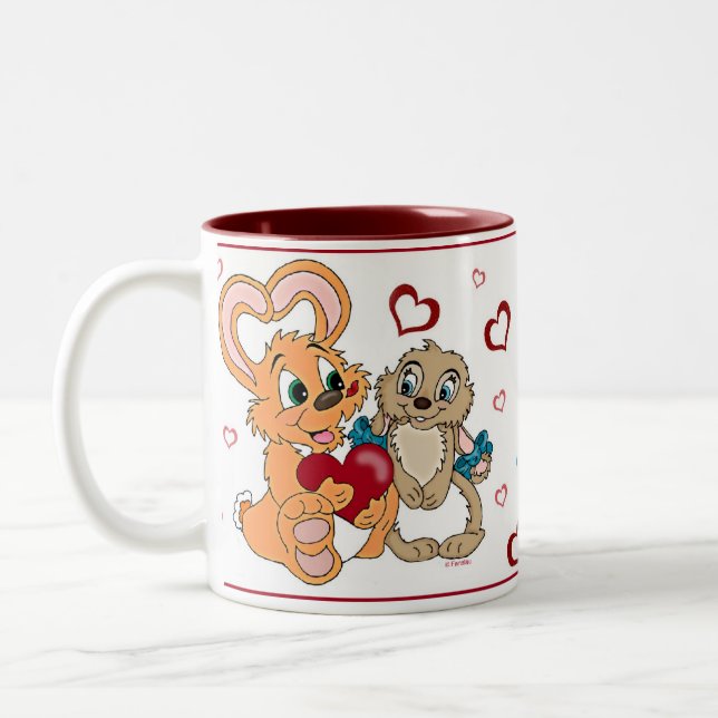 Häschen-Liebe-Tasse Zweifarbige Tasse (Links)