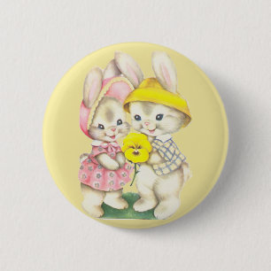 Häschen Mädchen+Junge Button