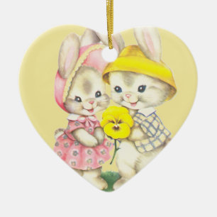 Häschen Mädchen+Junge Keramik Ornament