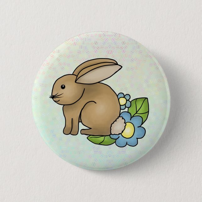 Häschen mit Blümchen Button (Vorderseite)