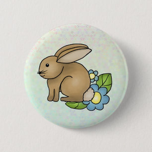 Häschen mit Blümchen Button