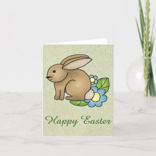 Häschen mit Blümchen Feiertagskarte