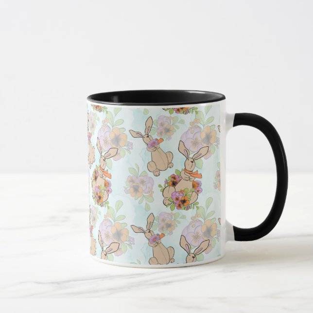 Häschen mit Blumen-Muster Tasse (Rechts)