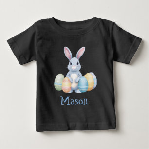 Häschen mit Ostereiern   Name des Sohnes Baby T-shirt