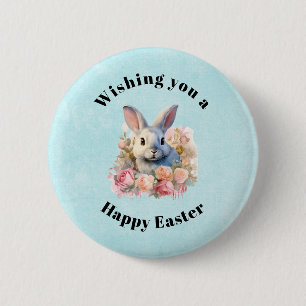 Häschen mit Rosenkranz Süßes Ostern Button