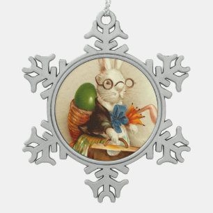 Häschen-Osterei-Koffer für Landstreicher Schneeflocken Zinn-Ornament