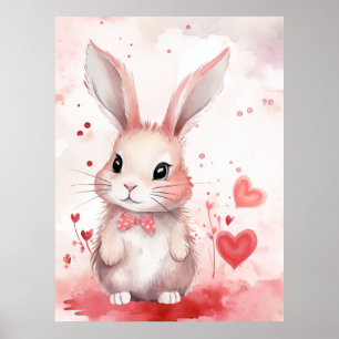 Häschen Pastell mit Herzen Poster