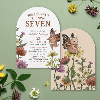 Häschen Schmetterling Wildblume Floral Geburtstag Einladung