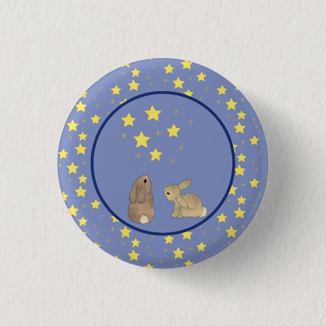 Häschen und Sterne Button (Vorderseite)