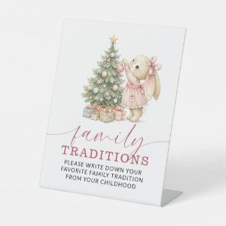 Häschen-Weihnachtsfamilientraditionen-Spiel Sockelschild