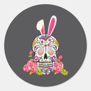Häschen Zucker Schädel Frohe Ostern passendes mexi Runder Aufkleber