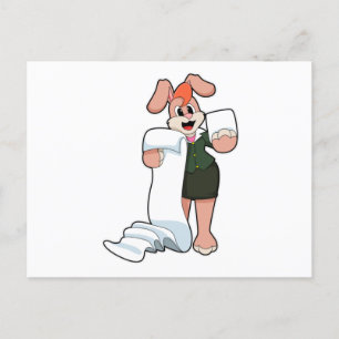 Hase als Sekretärin mit Papier Postkarte