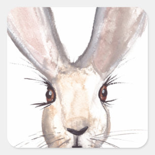 Hase Aquarell-Hase süß Baby Shower Kinderzimmer  Quadratischer Aufkleber